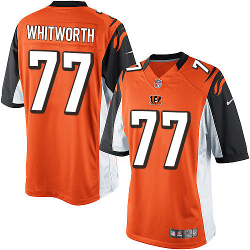 Men's Limited Andrew Whitworth Nike Jersey Orange Alternate - #77 NFL Cincinnati Bengals